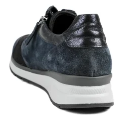 Gabor Leather Zip & Lace Trainers - Navy