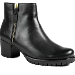 Gabor Leather Zip Up Ankle Boots - Black
