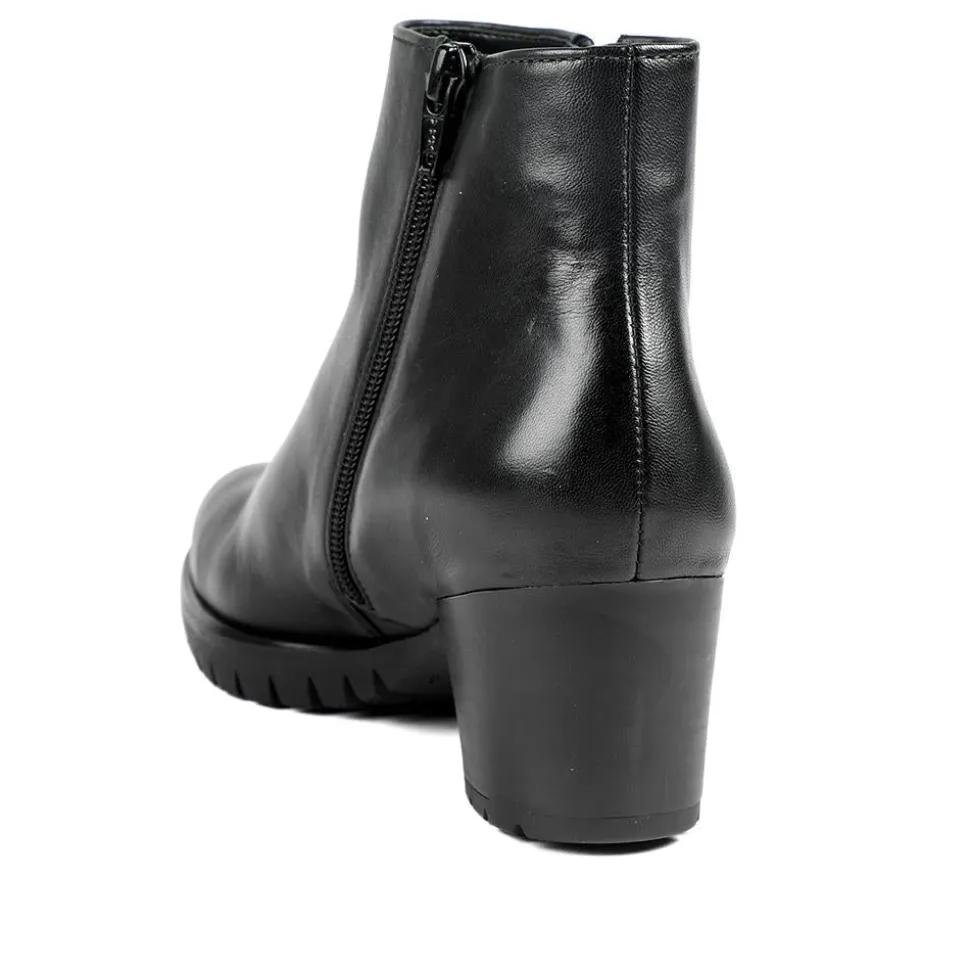 Gabor Leather Zip Up Ankle Boots - Black