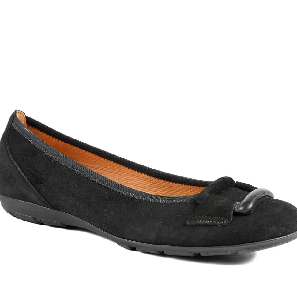 Gabor Raven Leather Ballet Pumps - Black
