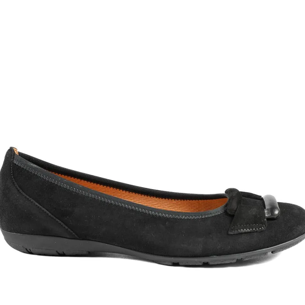 Gabor Raven Leather Ballet Pumps - Black