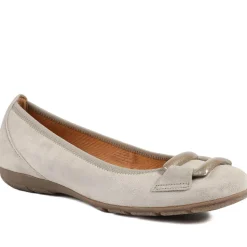 Gabor Raven Leather Ballet Pumps - Sand