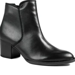 Gabor Smart Leather Zip Up Ankle Boots - Black