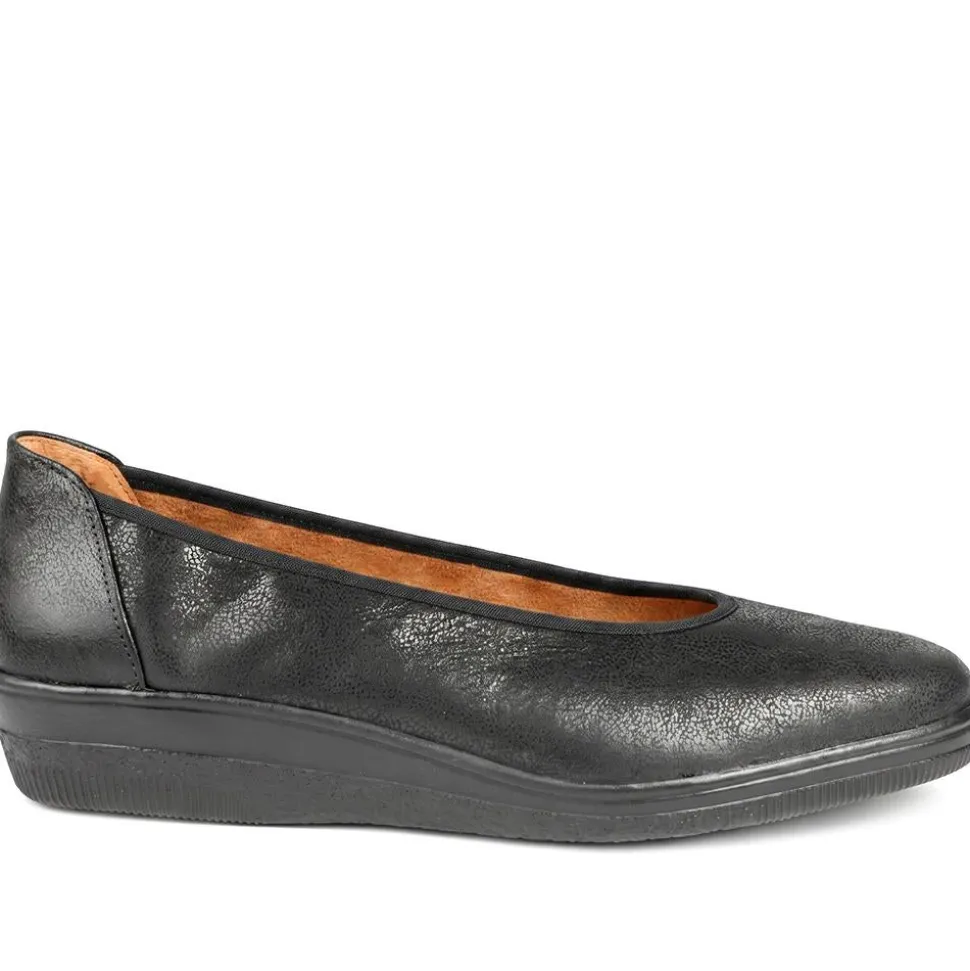Gabor Wide Fit Leather Chunky Sole Pumps - Black Croc