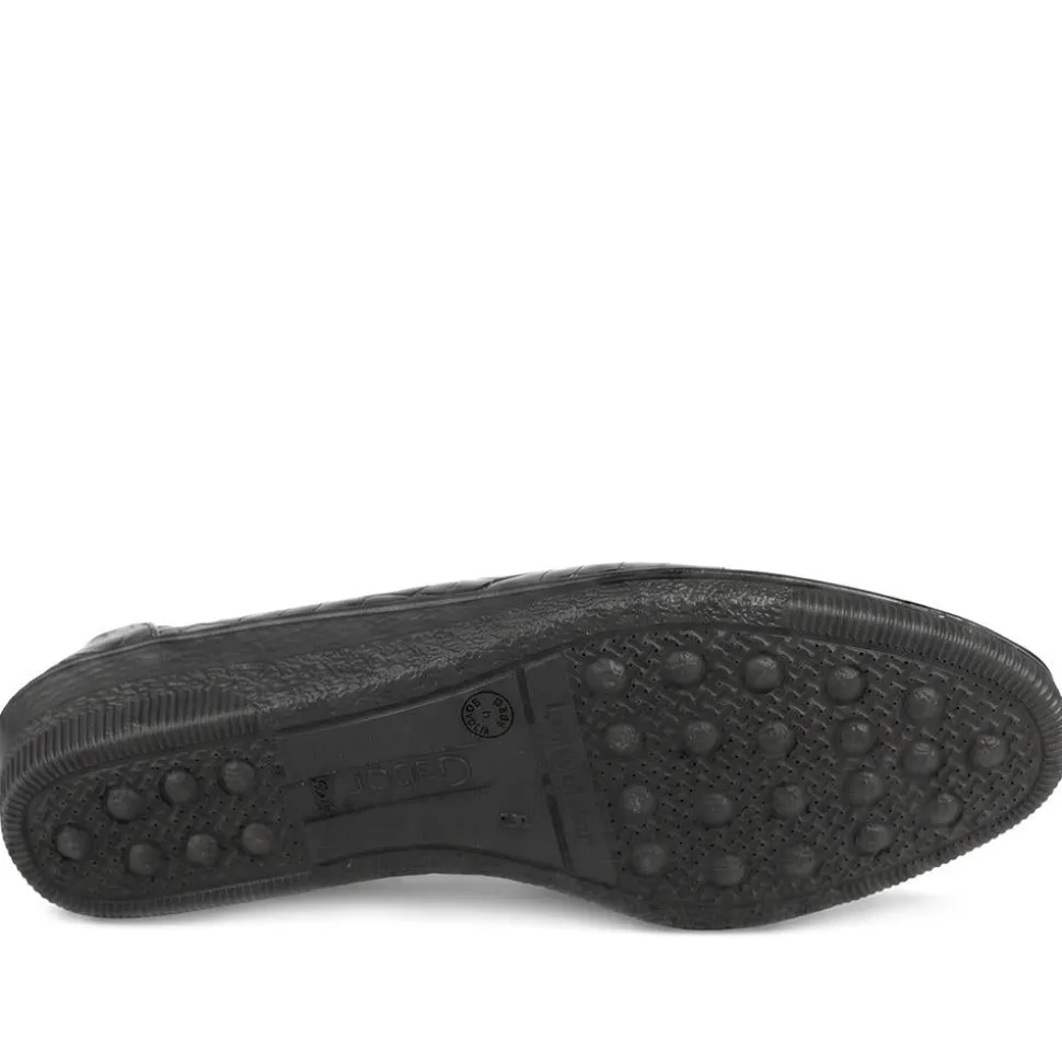 Gabor Wide Fit Leather Chunky Sole Pumps - Brown Croc