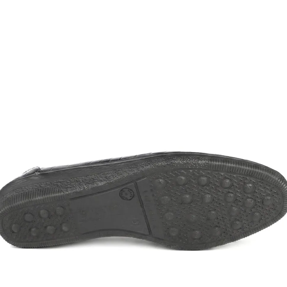 Gabor Wide Fit Leather Chunky Sole Pumps - Navy Croc
