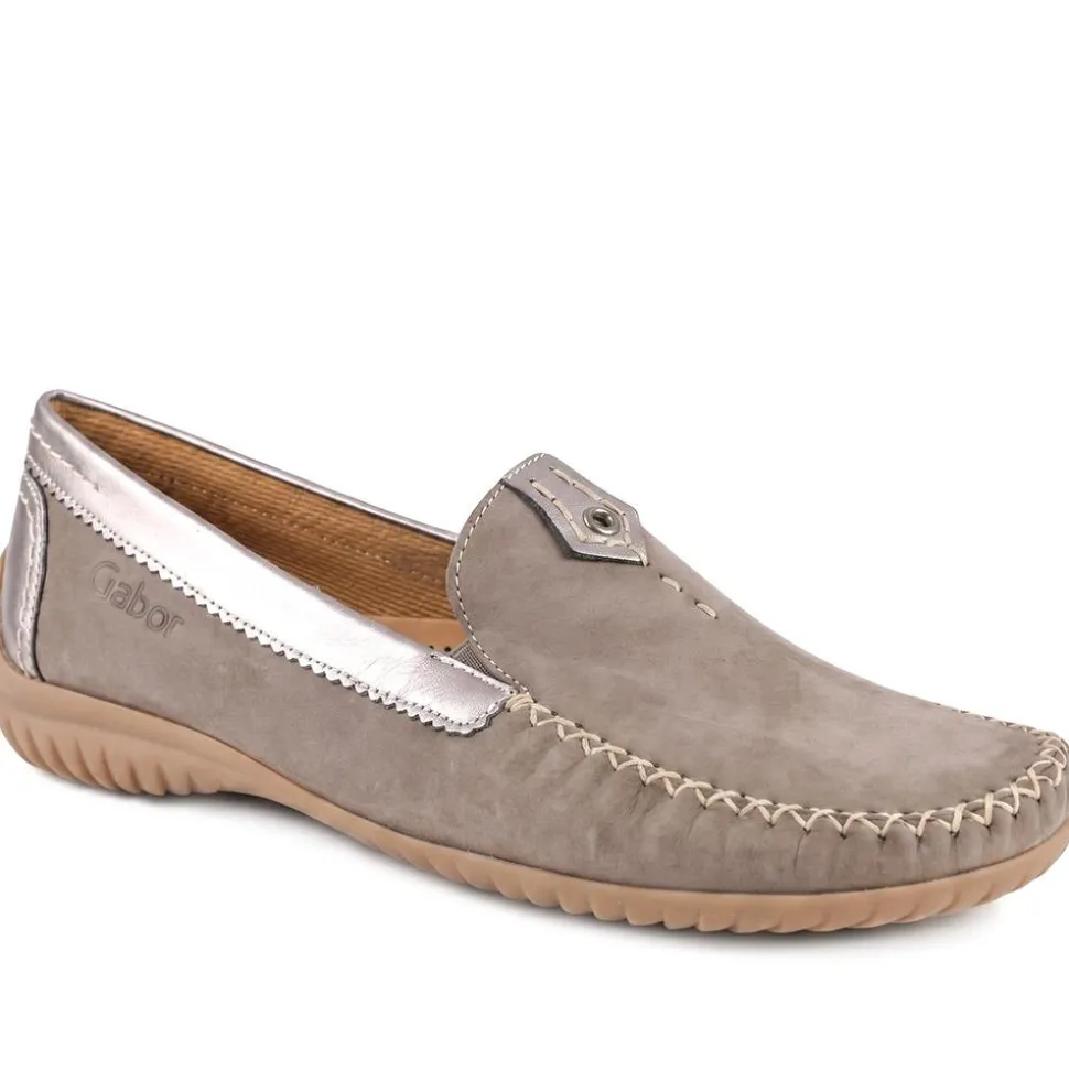 Gabor Wide Fit Leather Comfort Moccasins - Taupe