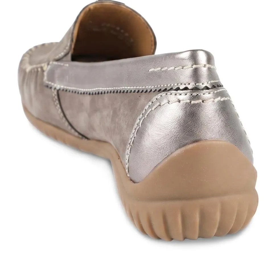 Gabor Wide Fit Leather Comfort Moccasins - Taupe