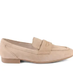 Gabor Wide Fit Leather Heeled Loafers - Caramel