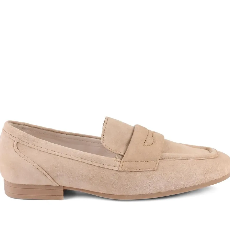 Gabor Wide Fit Leather Heeled Loafers - Caramel