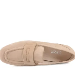 Gabor Wide Fit Leather Heeled Loafers - Caramel