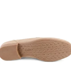 Gabor Wide Fit Leather Heeled Loafers - Caramel