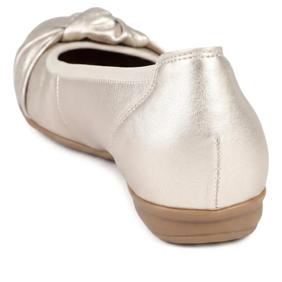 Gabor Wide Fit Leather Heeled Pumps - Soft Gold