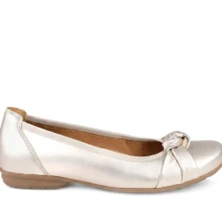 Gabor Wide Fit Leather Heeled Pumps - Soft Gold