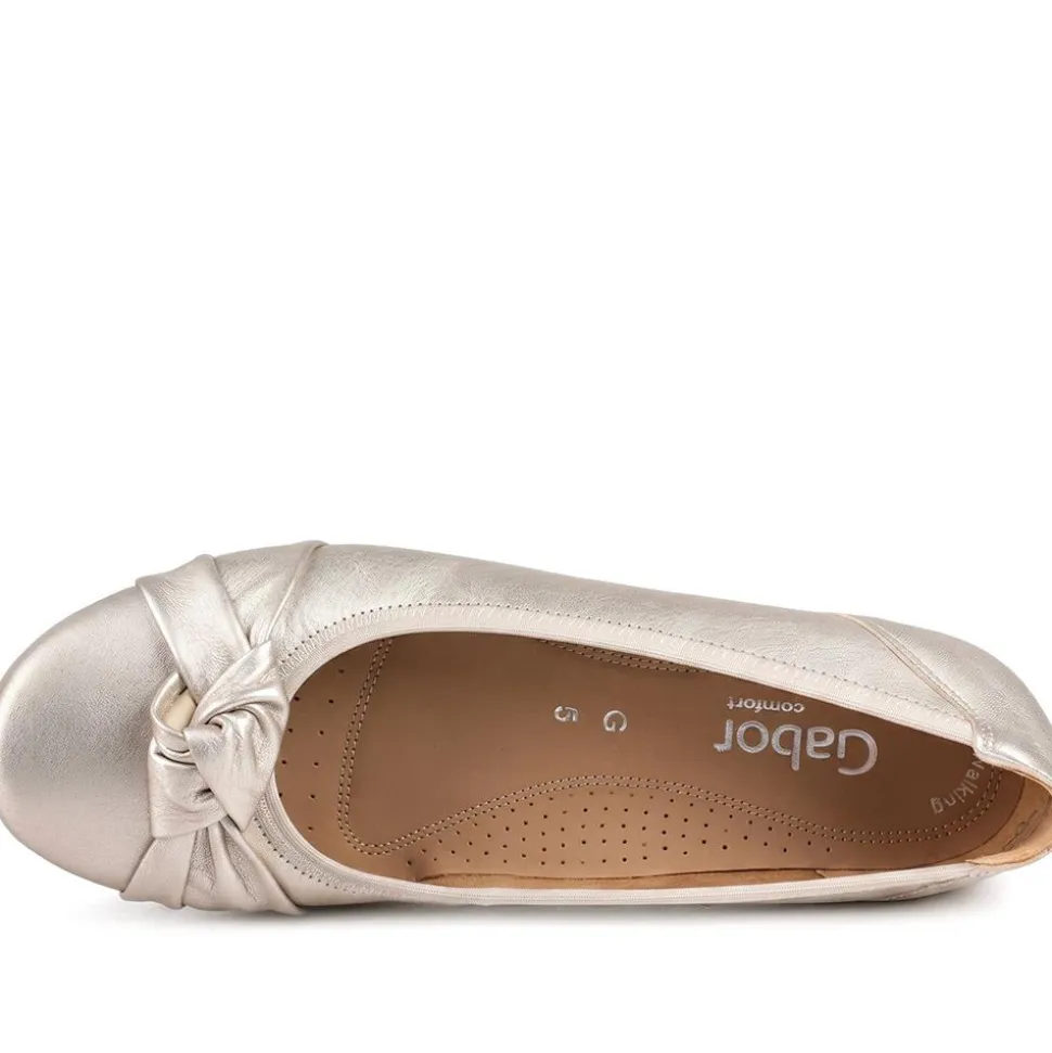 Gabor Wide Fit Leather Heeled Pumps - Soft Gold