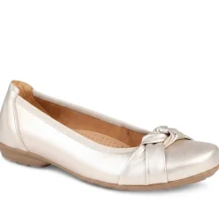 Gabor Wide Fit Leather Heeled Pumps - Soft Gold