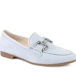 Gabor Wide Fit Leather Loafers With Chrome Snaffle - Pale Blue