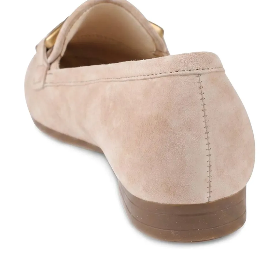 Gabor Wide Fit Leather Loafers With Chrome Snaffle - Sand