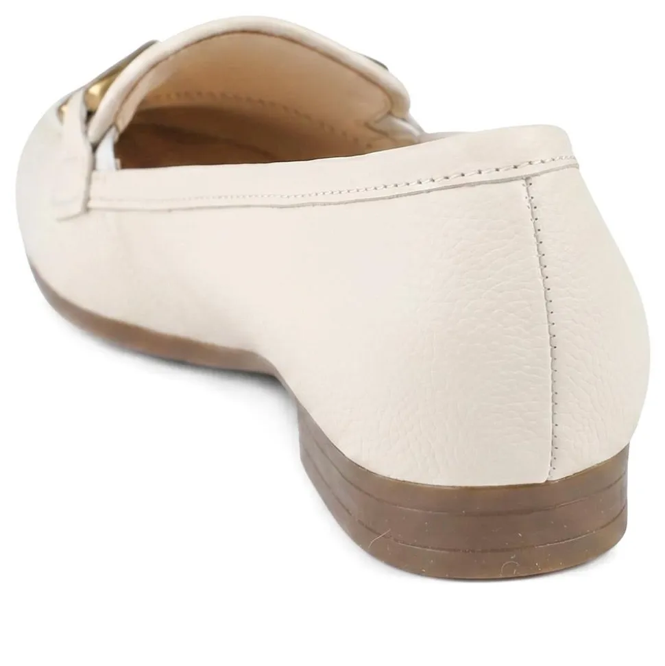 Gabor Wide Fit Leather Loafers With Chrome Snaffle - White