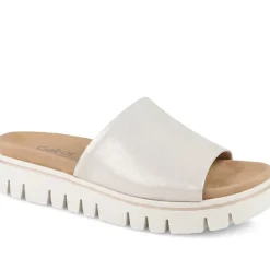 Gabor Wide Fit Leather Platform Mules - Taupe