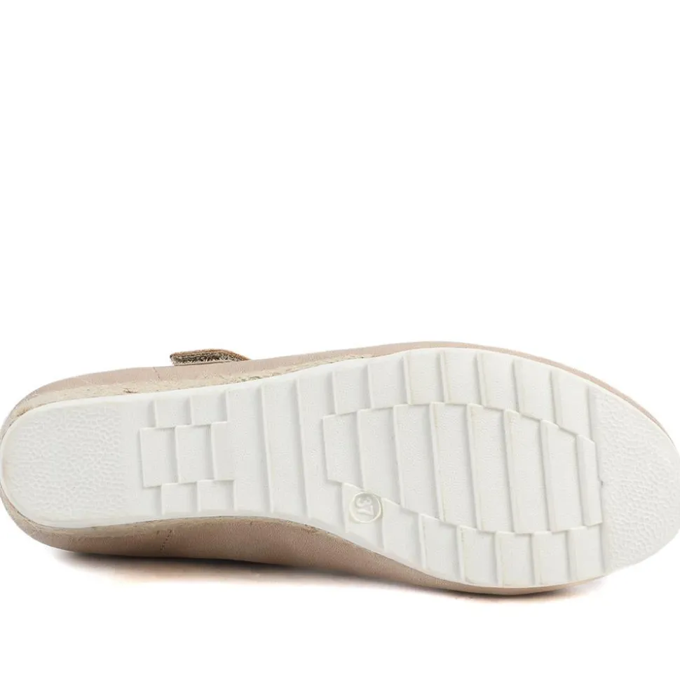 Grippy Adjustable Fasten Mary Janes - Beige