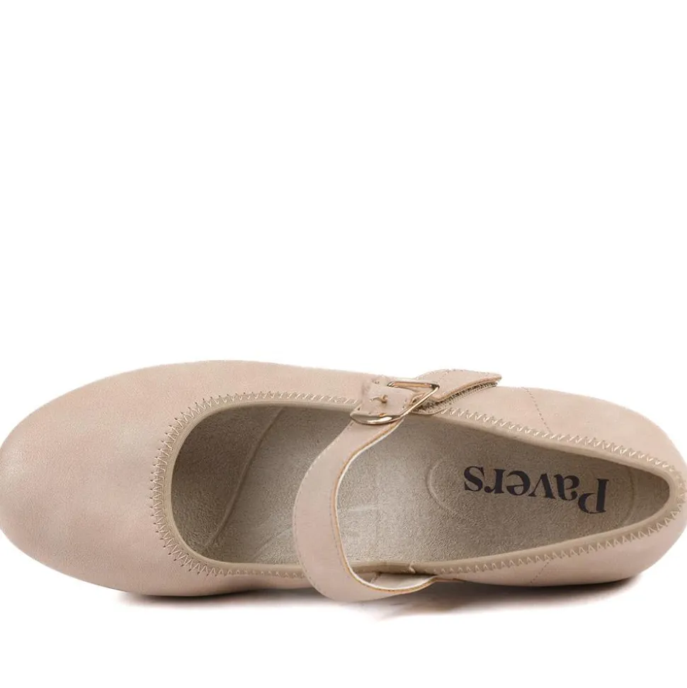Grippy Adjustable Fasten Mary Janes - Beige