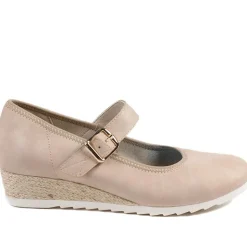 Grippy Adjustable Fasten Mary Janes - Beige