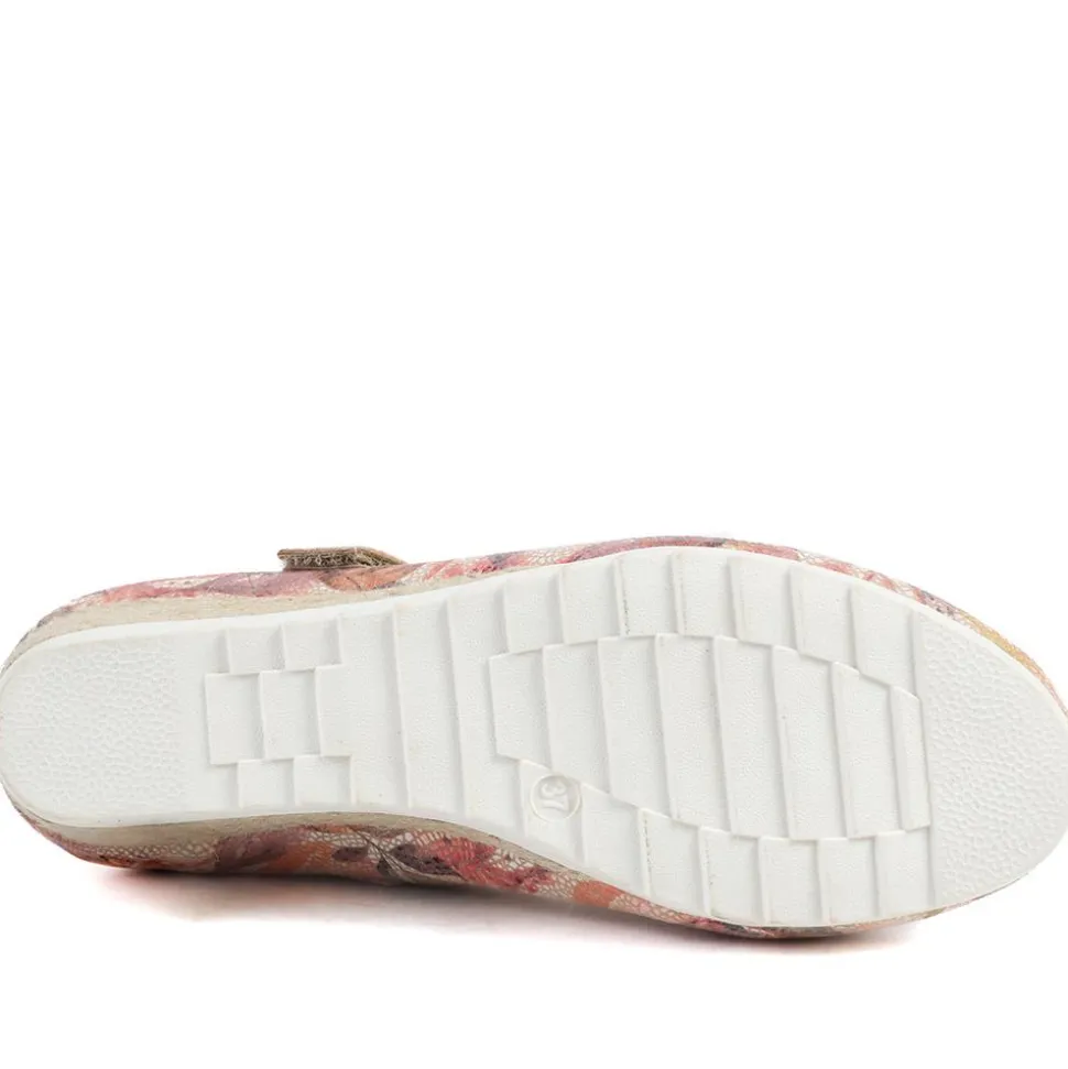 Grippy Adjustable Fasten Mary Janes - Pink Floral