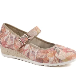 Grippy Adjustable Fasten Mary Janes - Pink Floral