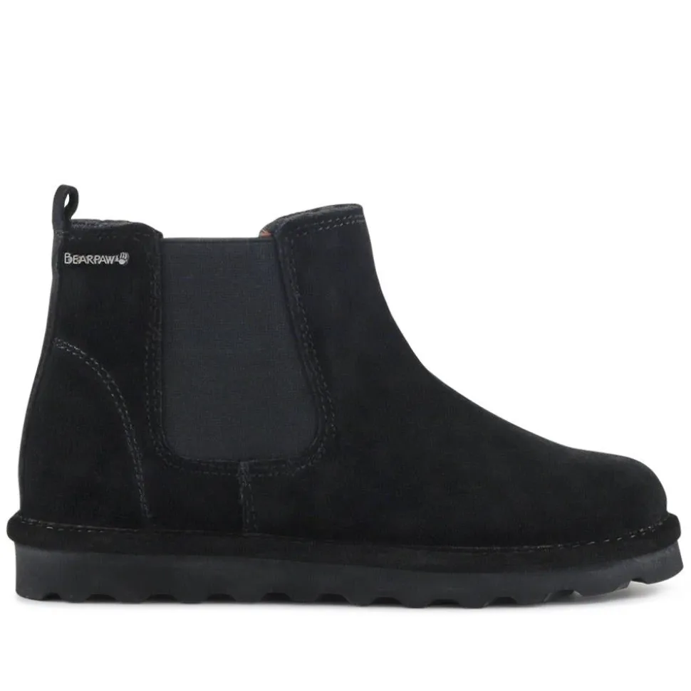 Grippy-Soled Elastic Ankle Boots - Black