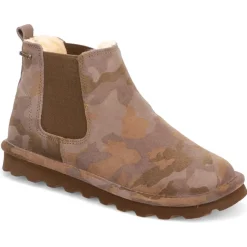 Grippy-Soled Elastic Ankle Boots - Khaki
