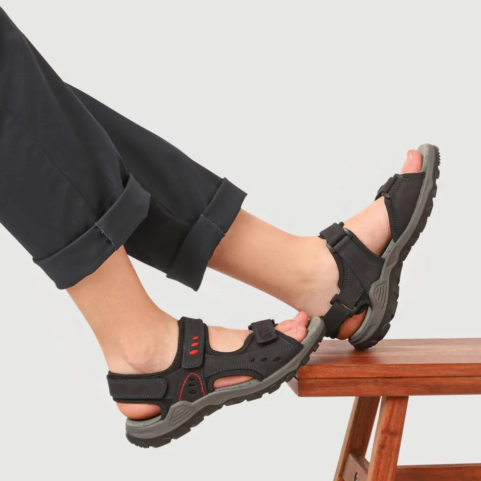 Grip-Soled Touch-Fasten Sandals - Navy