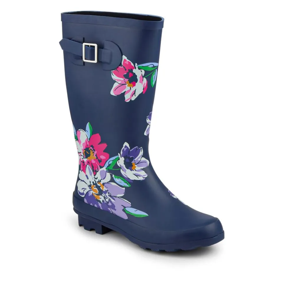 Grip Sole Rubber Wellies - Navy Floral