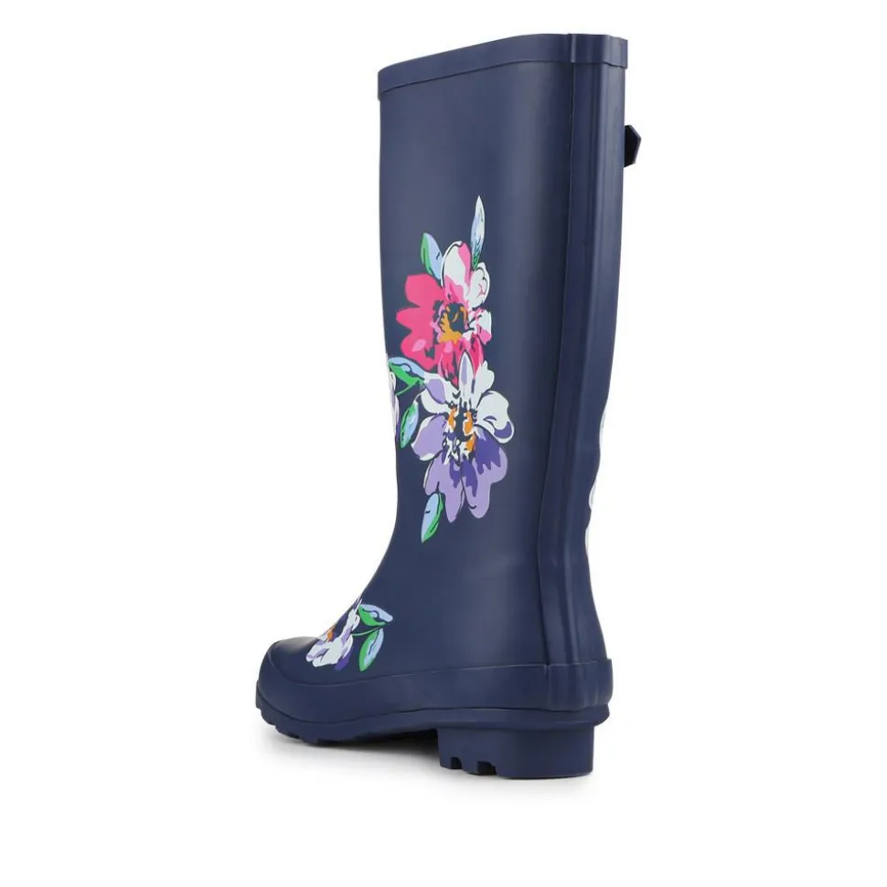 Grip Sole Rubber Wellies - Navy Floral