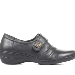 Handmade Leather Shoe with One Touch Strap - Black