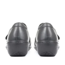 Handmade Leather Shoe with One Touch Strap - Black