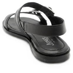 Haniya Leather Dual Buckle Fasten Sandals - Black Leather