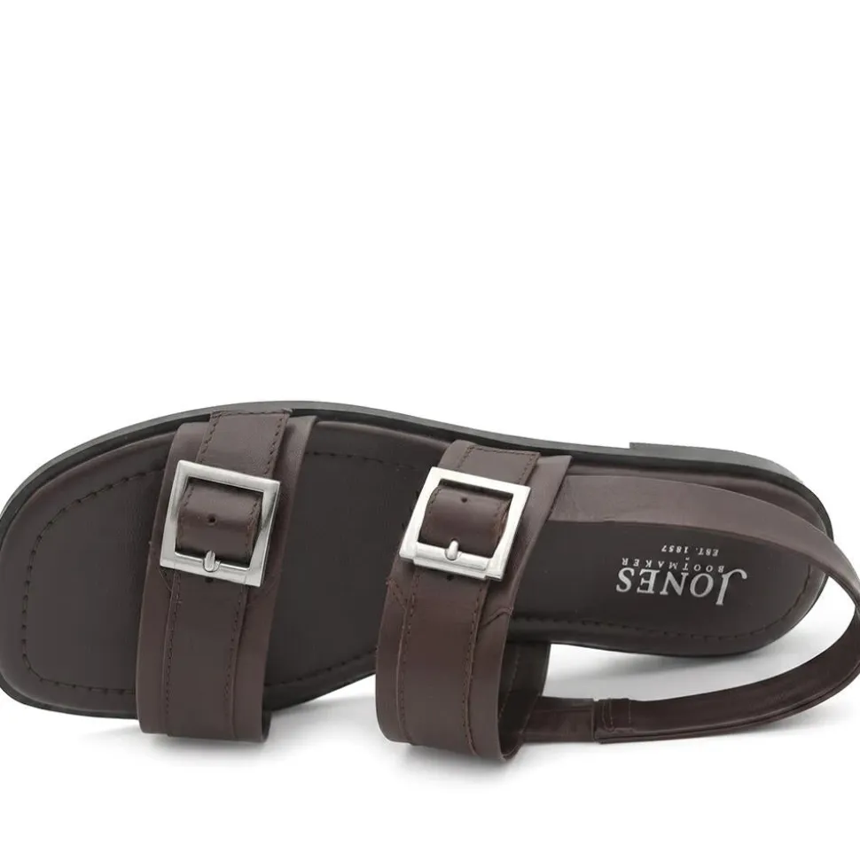 Haniya Leather Dual Buckle Fasten Sandals - Brown Leather