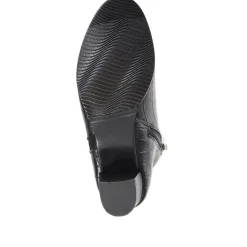 Heeled Ankle Boots - Black Croc