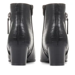 Heeled Ankle Boots - Black Croc