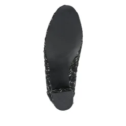 Heeled Buckle Detail Ankle Boots - Black Tweed