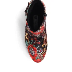 Heeled Buckle Detail Ankle Boots - Floral