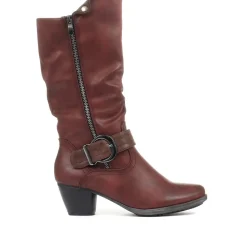 Heeled Calf Boots - Bordeaux