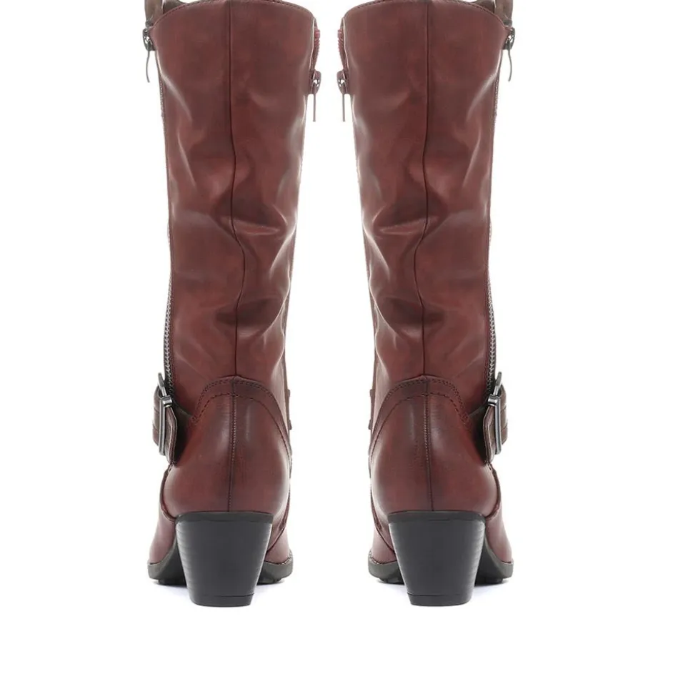 Heeled Calf Boots - Bordeaux