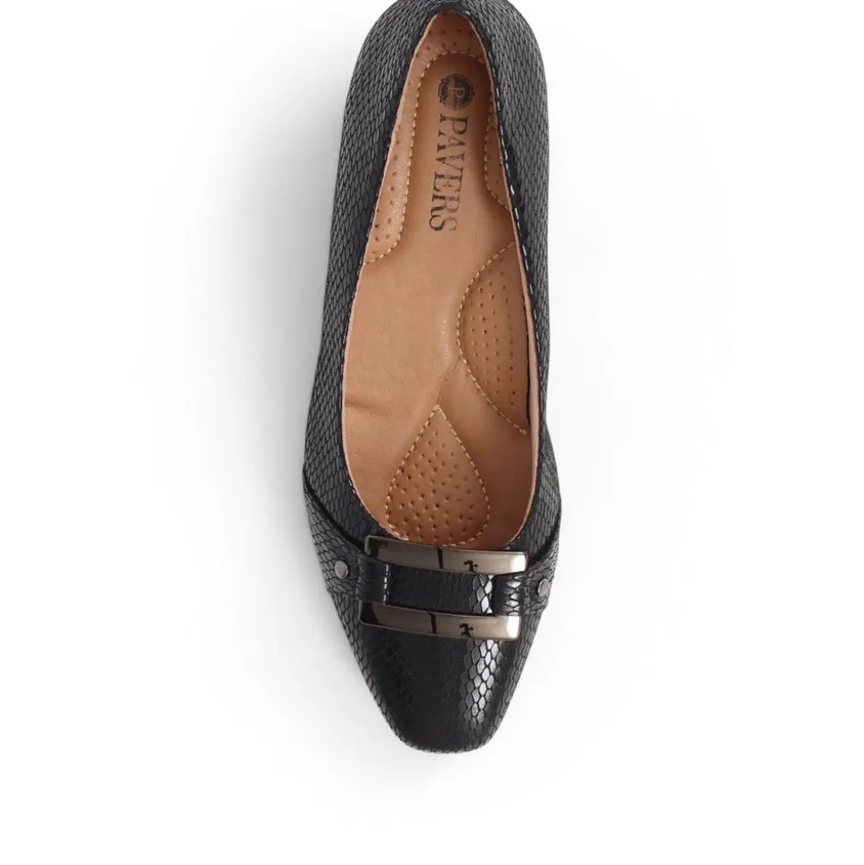Heeled Court Shoe - Black Snake