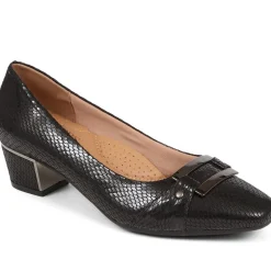 Heeled Court Shoe - Black Snake