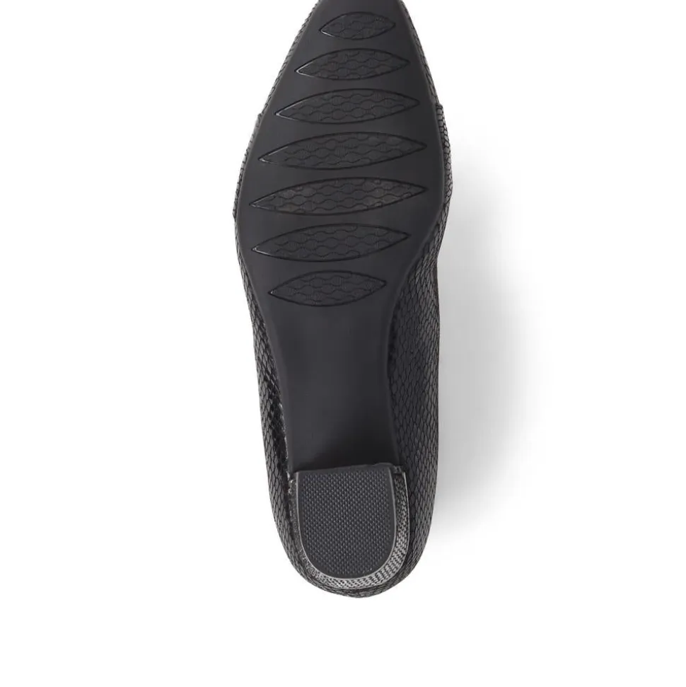 Heeled Court Shoe - Black Snake