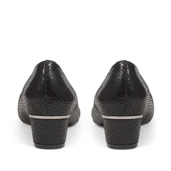 Heeled Court Shoe - Black Snake