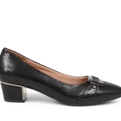 Heeled Court Shoe - Black Snake
