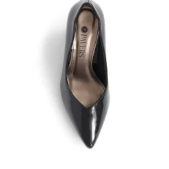 Heeled Court Shoes - Black Patent